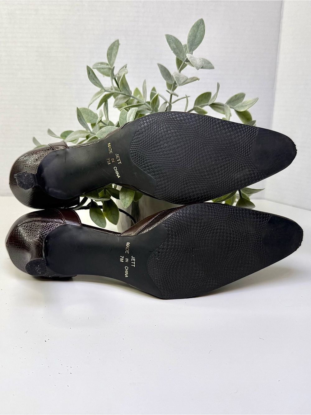 Apostrophe Jett Brown Pointed Toe Mary Jane Strappy Kitten Heels Women's Size 7M - Picture 15 of 16